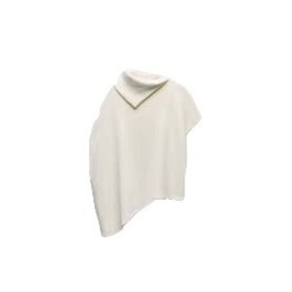 NWOT ZARA Cream Large Ribbed Turtleneck Poncho Sweater - Picture 5 of 16
